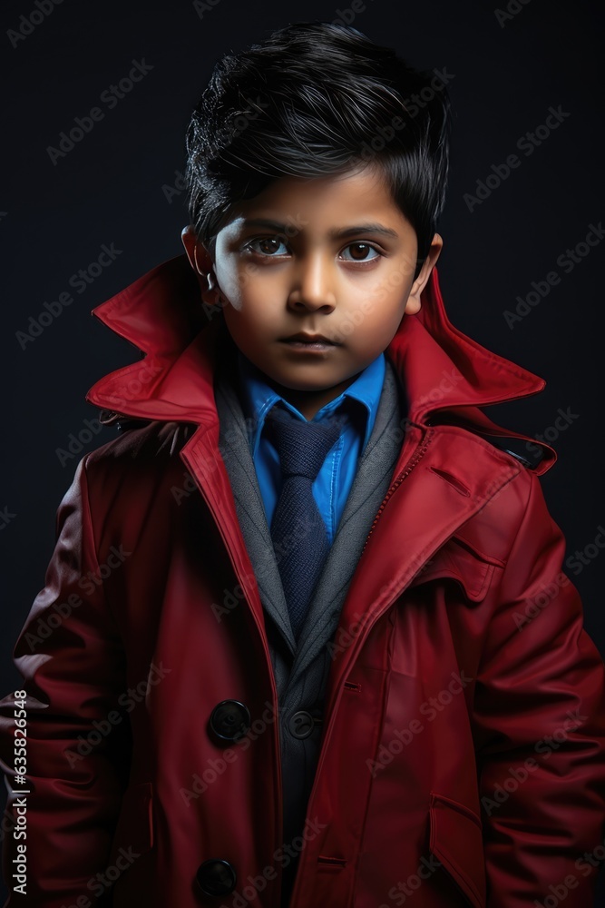 The Little Red Jacket - A Fashionable Young Boy. A fictional character Created By Generated AI. The Little Red Jacket - A Fashionable Young Boy. A fictional character Created By Generated AI.