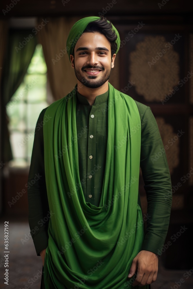 Fototapeta premium The man in the green turban. A fictional character Created By Generated AI.