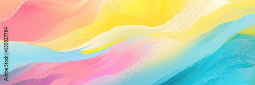 Elegance in Simplicity - Cyan, Yellow, Pink, and White Brush Strokes Flow on Paper - Minimalist Abstract Artistry Backdrop - Colorful Brush Strokes Illustration created with Generative AI Technology
