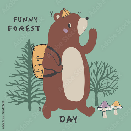 Cute safari animal forest animals cute woodland animals design for kids market as vector
 photo