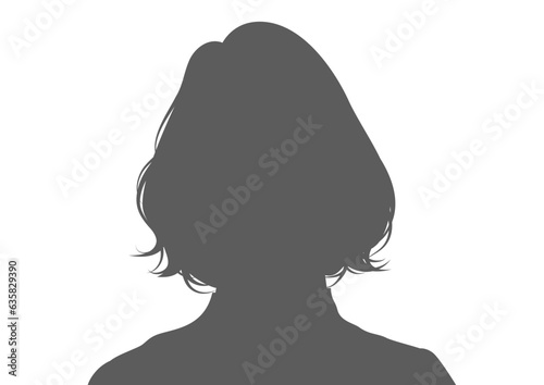Obraz na płótnie ボブヘアの女性シルエット 顔写真風の正面バストアップアイコンイラスト w salonie