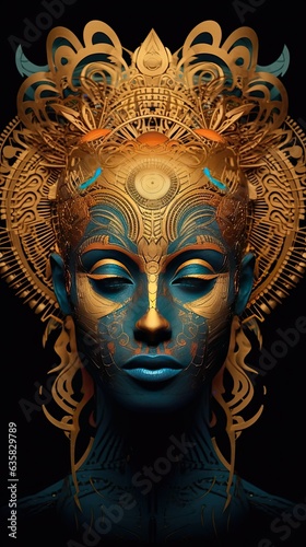 woman with golden mask