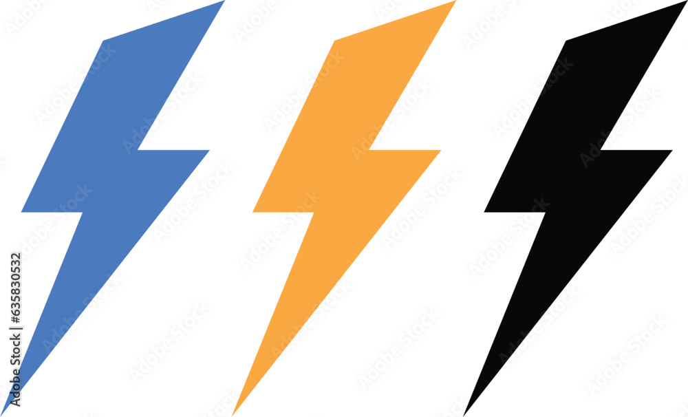 Electric vector icons, Bolt lightning flash icons. Flash icons