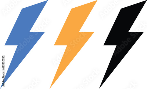 Lightning bolt icons, red yellow black, flat style energy symbols, minimalist row of thunderbolts, power icons electric emblems, striking imagery, simple shapes, bold design, vector illustration