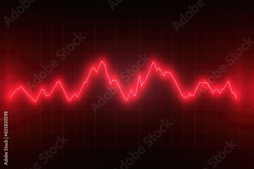 Bright red design of a heart rate monitor electrocardiogram.