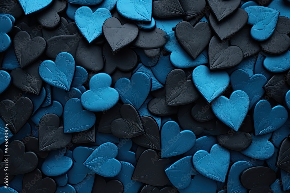 Heartcore Brilliance in Thick Impasto Background Blue and Black