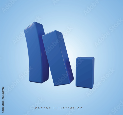 blue pent chart in 3d vector illustration