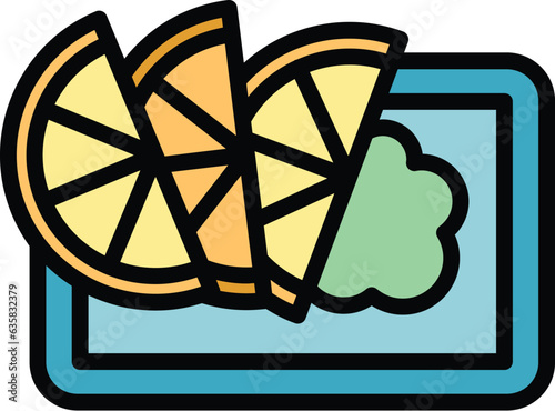 Lemon australian food icon outline vector. Chicken cuisine. Dish bbq color flat