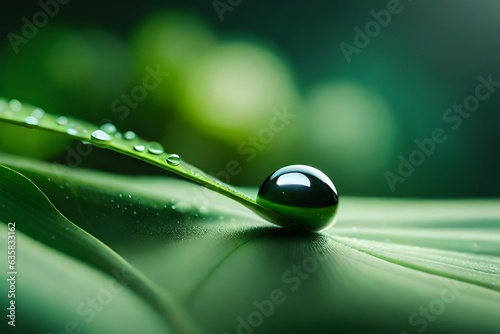Drops on a leaf creating a noiseless in a lonely environment generated by AI tool