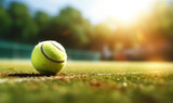 Close-up to a tennis ball on the court