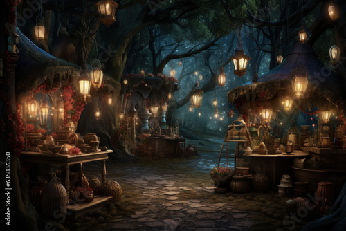"Mystical Fair in Enchanted Forest with Magical Creatures" 