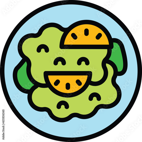 Meat salad icon outline vector. Austrian food. Beef pot color flat