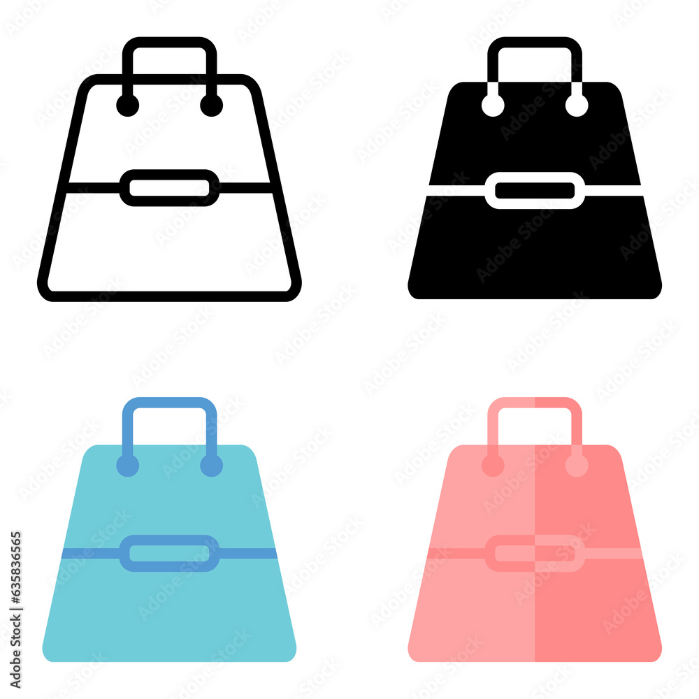 Fototapeta premium Vector icon shopping bag with liine, solid, and flat color style. Perfect for business icon.