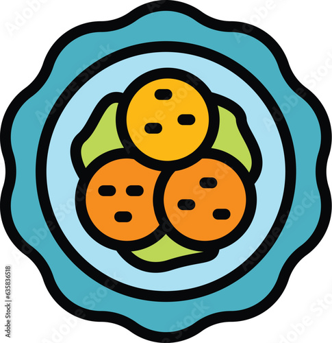 Hot food icon outline vector. Restaurant potato. Austria cuisine color flat