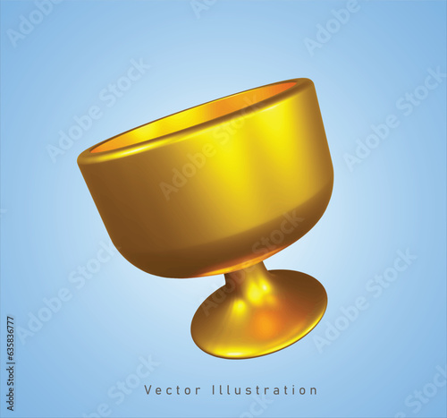 golden cup in 3d vector illustration