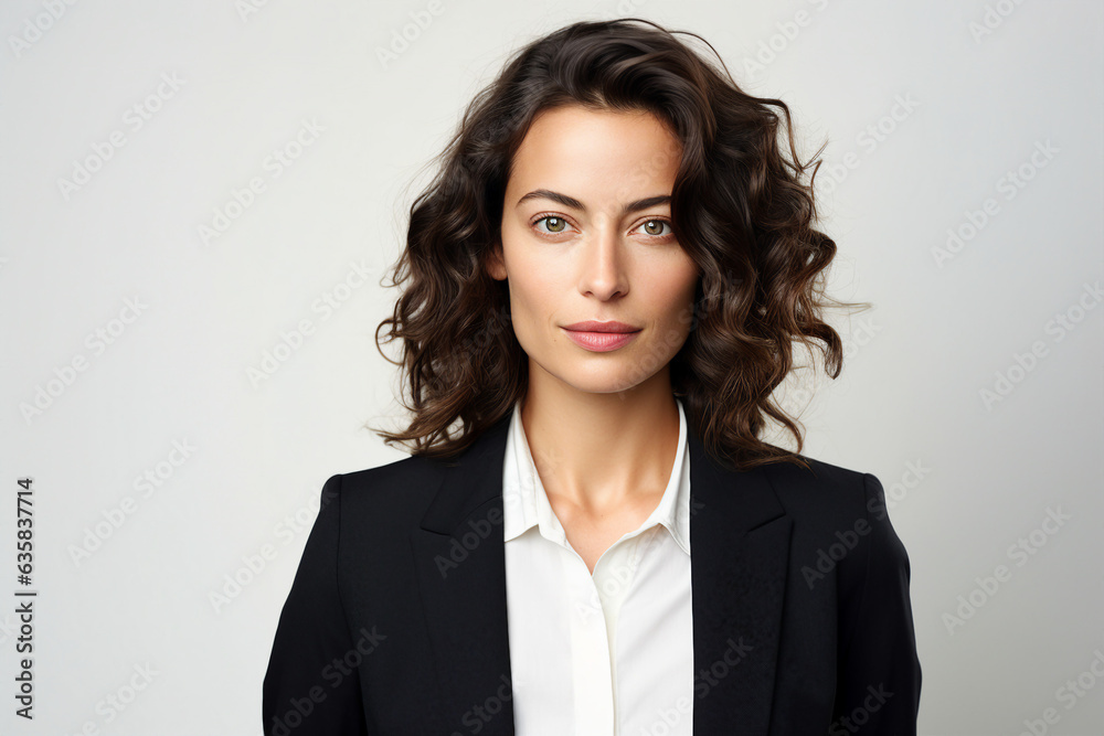 Made with Generative IA tech illustration charming businesswoman smiling confident office worker Made with Generative IA tech illustration charming businesswoman smiling confident office worker