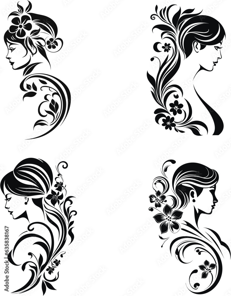 Women Decorative Floral Flowers set bundle Women Decorative Floral Flowers set bundle