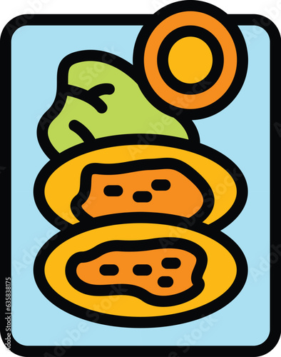 Food potato icon outline vector. Austrian cuisine. Beef restaurant color flat