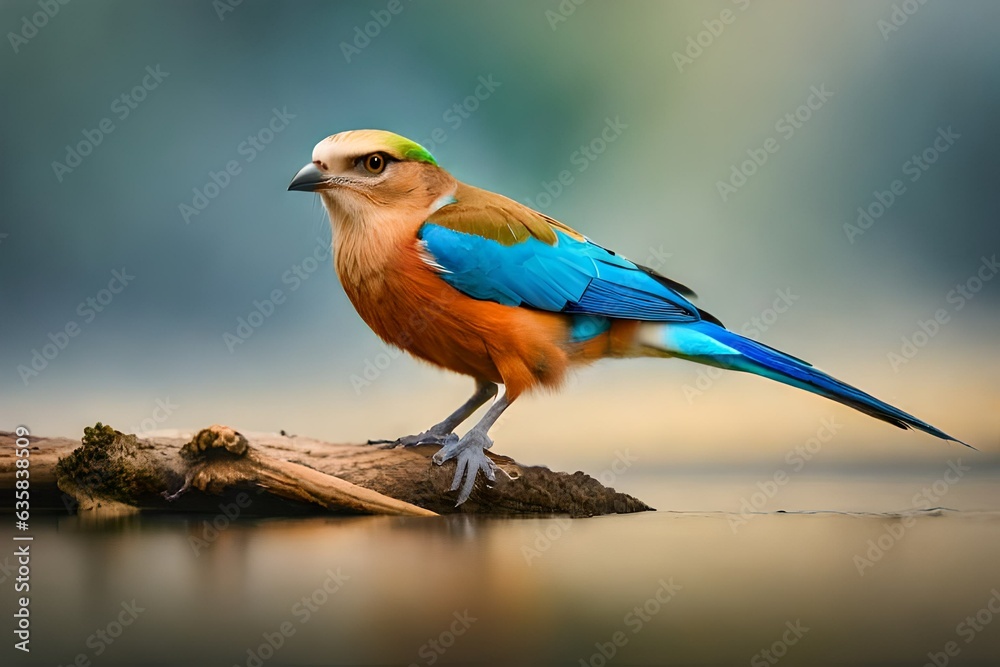 lilac roller on a branch generated by AI