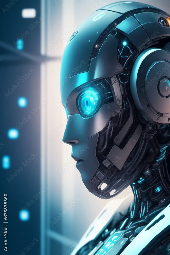 blue graphics artificial intelligence brain futuristic future world