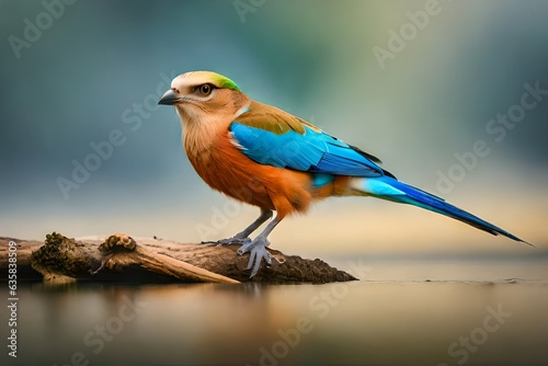 lilac roller on a branch generated by AI © AB malik
