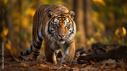wild tiger staring at prey