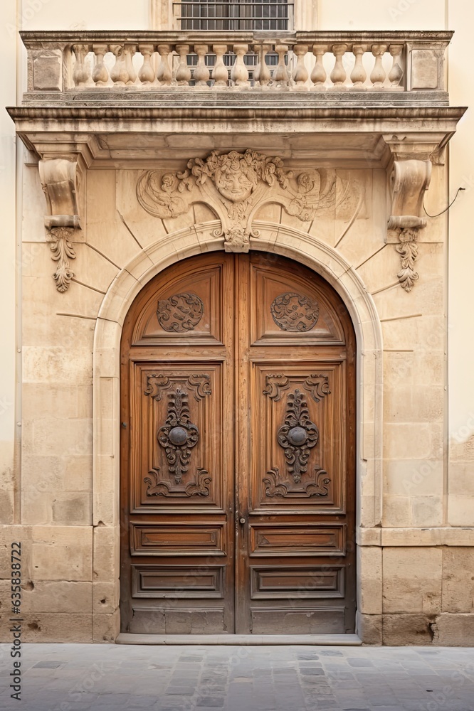 Elegant Front Door of an Ancient Building - A Beautiful Antique City Architecture