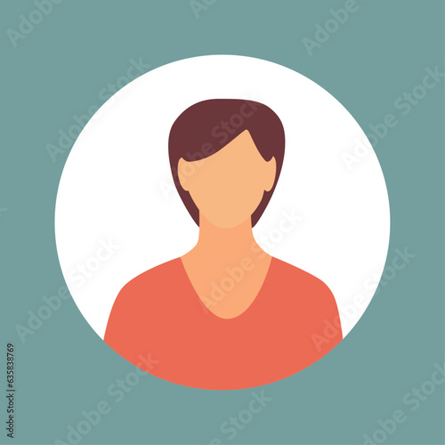 Vector flat illustration. Stylish profile of a woman. Avatar, user profile, person icon, silhouette, profile picture. Suitable for social media profiles, icons, screensavers and as a template.