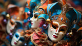 Colorful carnival masks at a traditional festival