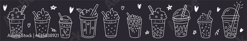 	
Vector collection of bubble tea hand-drawn in doodle style	
