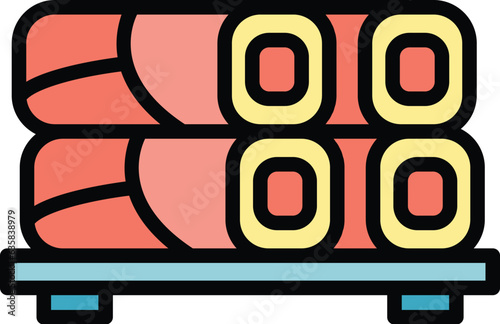 Azerbaijan roll icon outline vector. Food cuisine. Indian dish color flat