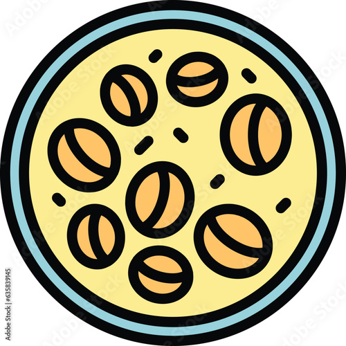 Azerbaijan soup bowl icon outline vector. Indian dish. Food cuisine color flat