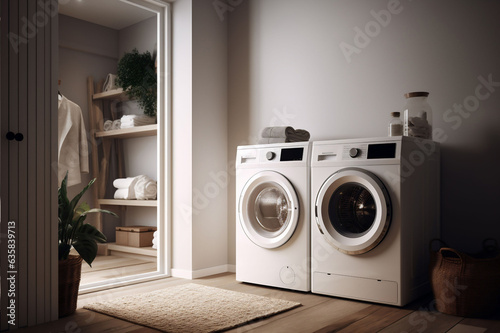 modern washing machine in private property