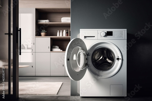 modern washing machine in private property