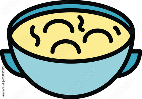 Hot azerbaijan soup icon outline vector. Indian dish. Meal dolma color flat