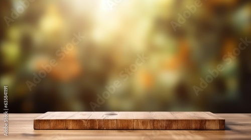 Empty wooden board with natural view blur 