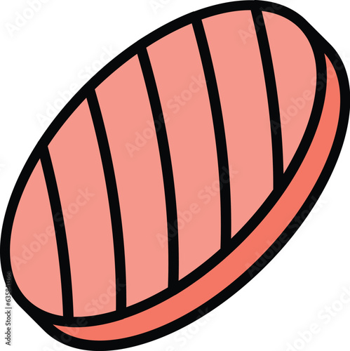 Burger bbq meat icon outline vector. Arabian dish. Azerbaijan food color flat