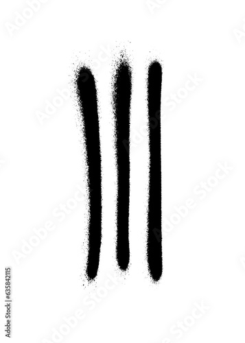 Roman numeral three painted with a black spray can on a white background. Vector illustration.