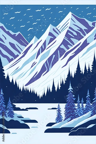 Colorful Nordic landscape. AI generated illustration
