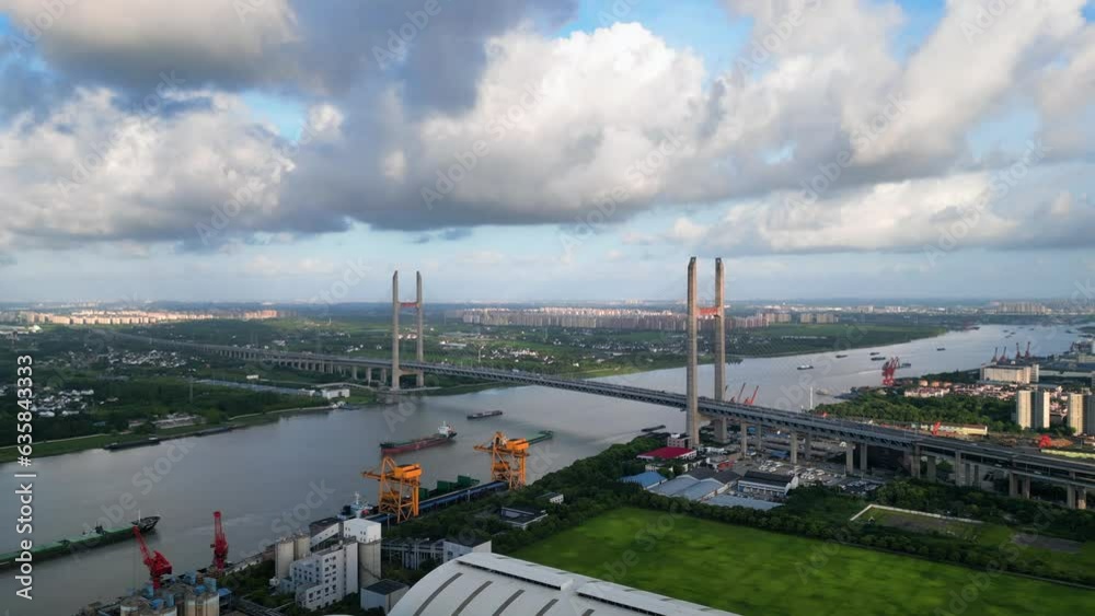 Aerial Photography of the Minpu Bridge in Shanghai, China Aerial Photography of the Minpu Bridge in Shanghai, China