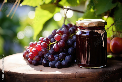 Fotografia a jar of grape jam on background