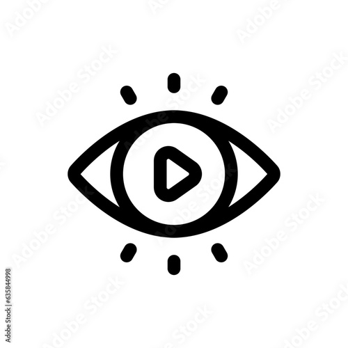 Simple Vision icon combined with play button icon. The icon can be used for websites, print templates, presentation templates, illustrations, etc