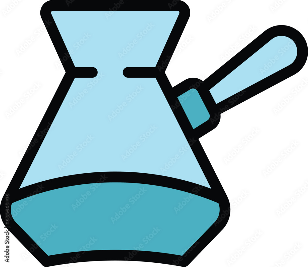 Coffee pot cup icon outline vector. Cezve cafe. Bean drink color flat Coffee pot cup icon outline vector. Cezve cafe. Bean drink color flat