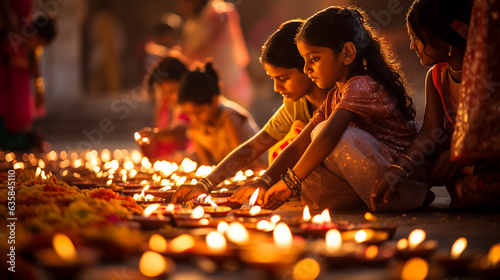 celebrating hindu diwali festival with family