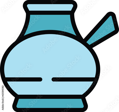 Cafe pot icon outline vector. Turkish coffee. Arab bean color flat