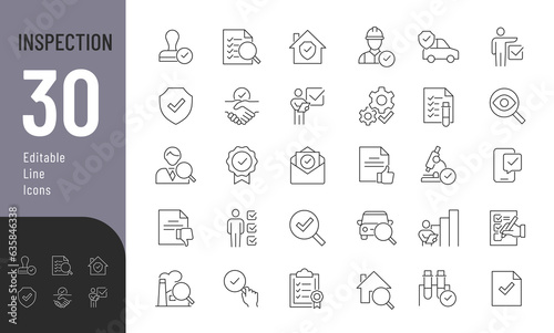 Canvastavla Inspection Line Editable Icons set