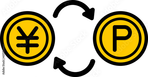 円とポイントの換金イラスト（exchange of yen and point.）