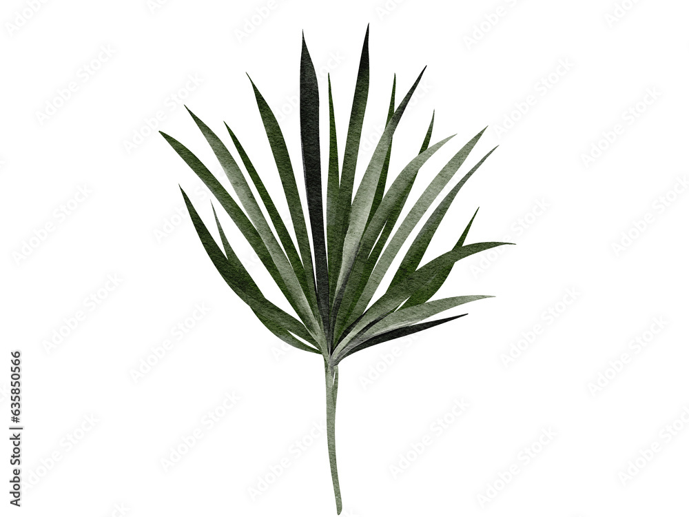 Fototapeta premium Tropical flowers and leaves bouquet watercolor illustration