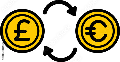 ポンドとユーロの換金イラスト（exchange of pound and euro.）