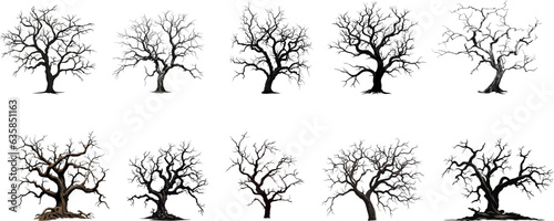 Halloween Tree  Art, Black Tree, Icon set Illustrations.